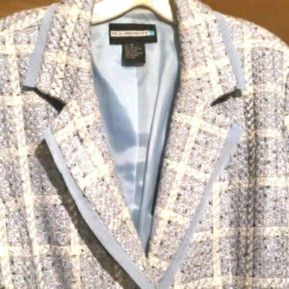 REQUIREMENTS TWEED 2 PC SUIT BLUE/WHITE CHECKERED SZ 18 - Picture 3 of 8